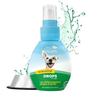 TropiClean Fresh Breath Drops Dog Dental Water Additive, 2.2oz bottle