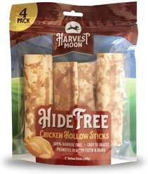 Harvest Moon Hide Free 5-in Chicken Hide Free Hollow Stick Dog Treat, 4 count