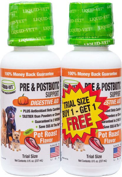 Liquid-Vet K9 Pre & PostBiotic Support Pot Roast Flavor Dog Digestive Aid, 8-oz bottle, 2 count