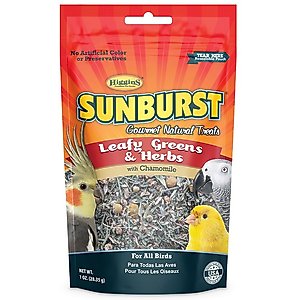 Higgins Sunburst Gourmet Treats Leafy Greens & Herbs Bird Food, 1-oz bag