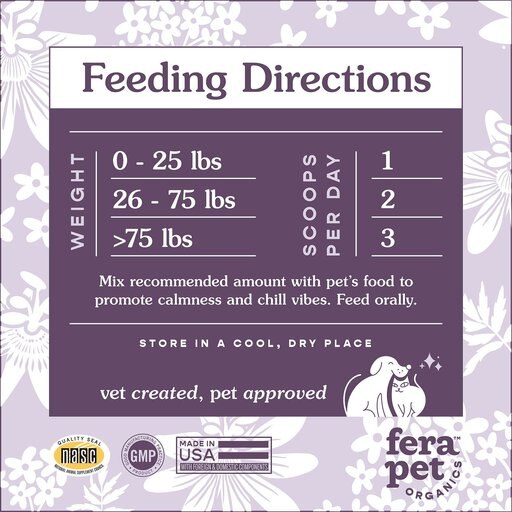 Fera Pet Organics Calming Support for Dogs & Cats, 60 servings