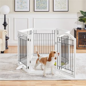 Yaheetech 6-Panel 34-in H Foldable Wire Dog Gate, White, Medium