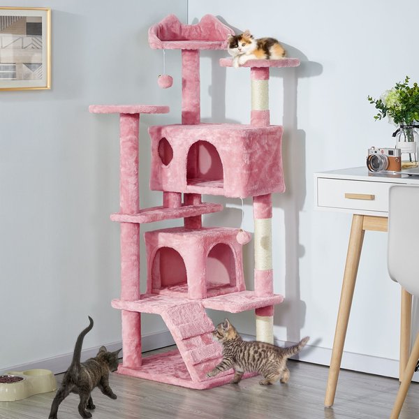 YAHEETECH Cat Scratching Tree, Pink, Medium, 54-in - Chewy.com