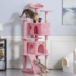 Yaheetech Cat Scratching Tree, Large, Pink, 70-in