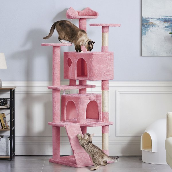 YAHEETECH Cat Scratching Tree, Large, Pink, 70-in - Chewy.com