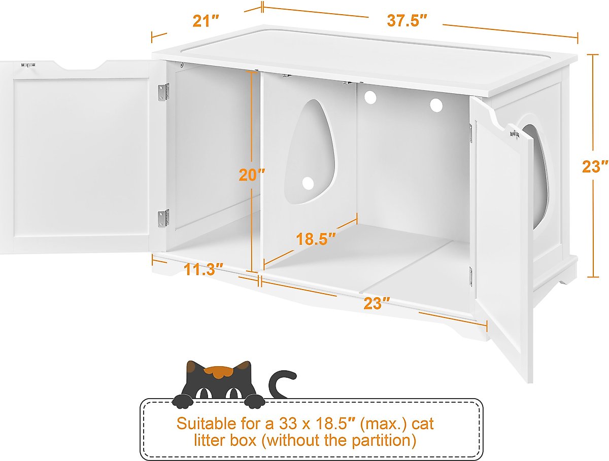YAHEETECH Cat Litter Box Enclosure, Large, White