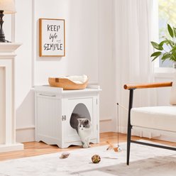 Yaheetech Indoor Cat Litter Box Enclosure, Medium, White