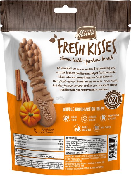 Merrick Fresh Kisses Dental Chews Pumpkin & Cinnamon Natural Medium Dog Dental Treats