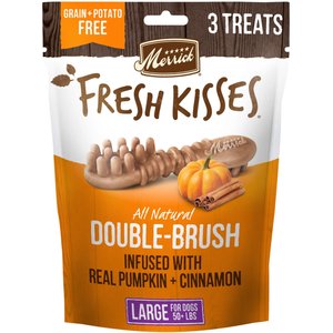 Merrick Fresh Kisses Dental Chews Pumpkin Natural Large Dog Dental Treats, 4.8-oz pouch