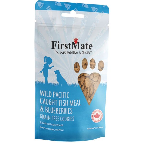 Firstmate Wild Pacific Caught Fish Meal & Blueberries Mini Trainer Grain-Free Dog Treats, 8-oz bag