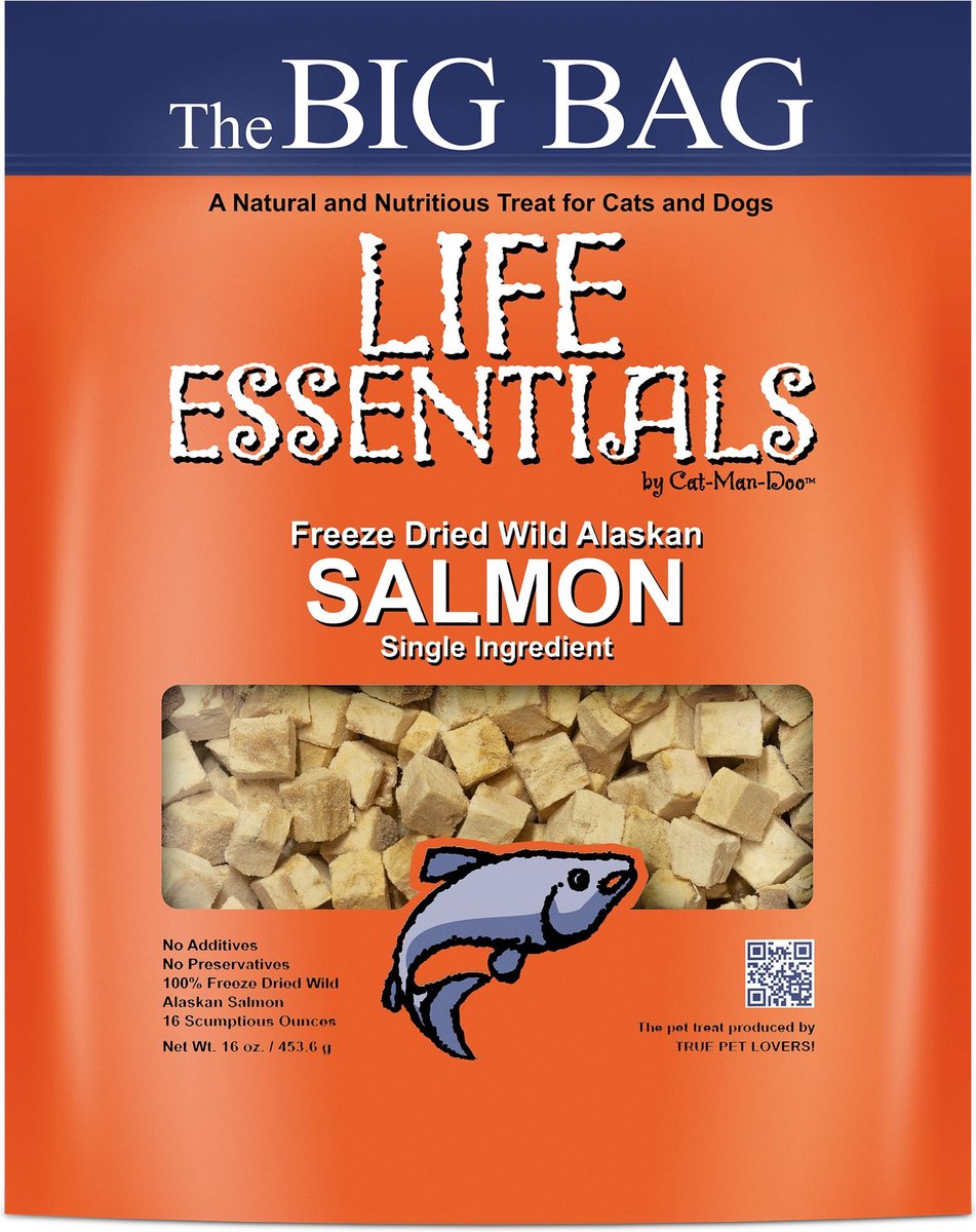 LIFE ESSENTIALS FreezeDried Salmon Cat & Dog Treats, 16oz bag