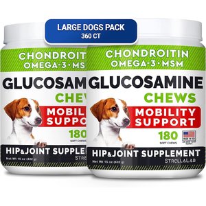 StrellaLab Glucosamine Advanced Mobility with Omega-3 Fish Oil Joint Supplement Dog Chews, 360 count