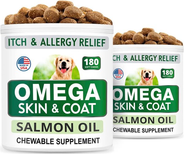  Salmon Oil for Dogs & Cats - Healthy Skin & Coat, Fish Oil, Omega  3 EPA DHA, Liquid Food Supplement for Pets, All Natural, Supports Joint &  Bone Health, Natural