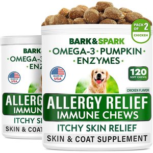 Bark&Spark Allergy Relief Immune Dog Treats Supplement, 240 count