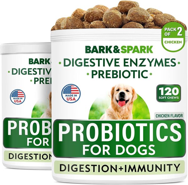 Bark&Spark Dog Probiotics for Dogs with Digestive Enzymes Prebiotics Fiber Chews, 240 count slide 1 of 7