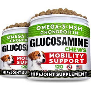StrellaLab Omega 3 Fish Oil Glucosamine Treats Dog Joint Supplement Chews, 240 count