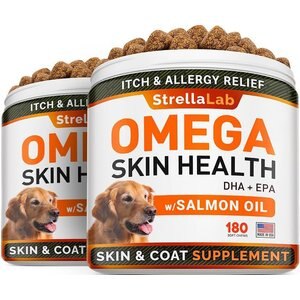 StrellaLab Allergy & Itch Relief Wild Alaskan Salmon Oil Skin, Coat & Joint Supplement Dog Treats, 360 count