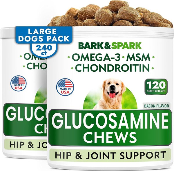 BARK&SPARK Glucosamine Hip & Joint Care Dog Treats Supplement, 240 ...