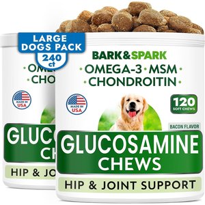 Bark&Spark Glucosamine Hip & Joint Care Dog Treats Supplement, 240 count