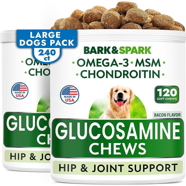 BARK&SPARK Glucosamine Hip & Joint Care Dog Treats Supplement, 240