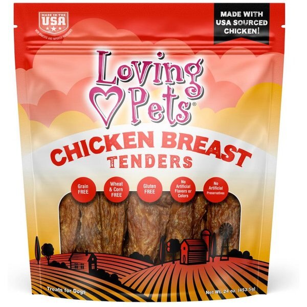 LOVING PETS Chicken Breast Jerky Tenders Dog Treats, 24oz bag