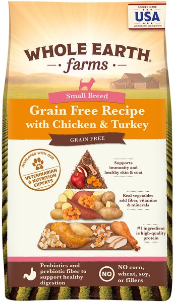 Whole Earth Farms Small Breed Grain-Free Chicken & Turkey Recipe Dry Dog Food, 12-lb bag slide 1 of 9