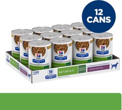 Hill's Prescription Diet Metabolic Weight Management Vegetable & Beef Stew Canned Dog Food, 12.5-oz, case of 12 slide 2 of 9