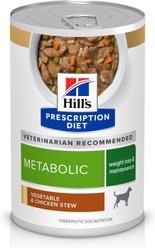Hill's Prescription Diet Metabolic Weight Management Vegetable & Chicken Stew Canned Dog Food, 12.5-oz, case of 12