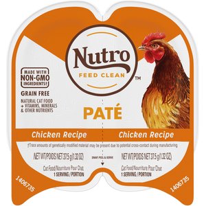 Nutro Perfect Portions Grain-Free Chicken Paté Recipe Cat Food Trays, 2.6-oz, case of 24 twin-packs