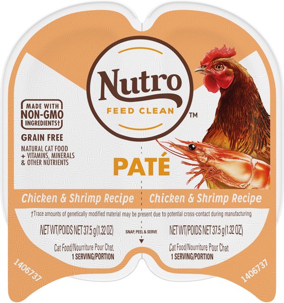 Nutro Perfect Portions Grain-Free Chicken & Shrimp Paté Recipe Cat Food Trays, 2.6-oz, case of 24 twin-packs slide 1 of 9