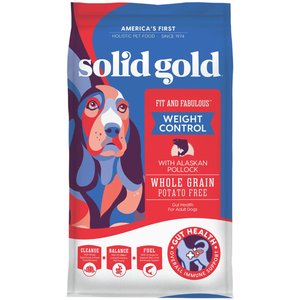 Solid Gold Fit & Fabulous Low Fat/Low Calorie with Fresh Caught Alaskan Pollock Adult Dry Dog Food, 4-lb bag