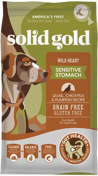 Solid Gold Wild Heart Sensitive Stomach Grain-Free Quail, Chickpea & Pumpkin Dry Dog Food, 24-lb bag slide 1 of 7