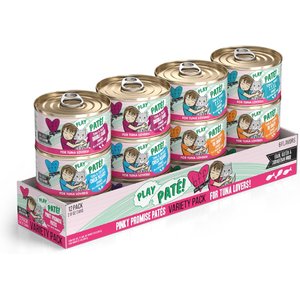 Weruva B.F.F. PLAY Best Feline Friend Lovers Aw Yeah! Pinky Promise Paté! Variety Pack Grain-Free Wet Cat Food, 2.8-oz can, case of 12