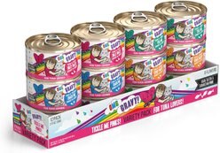 Weruva B.F.F. OMG Best Feline Friend Oh My Gravy! Tickle Me Pinks! Variety Pack Grain-Free Wet Cat Food, 2.8-oz can, case of 12