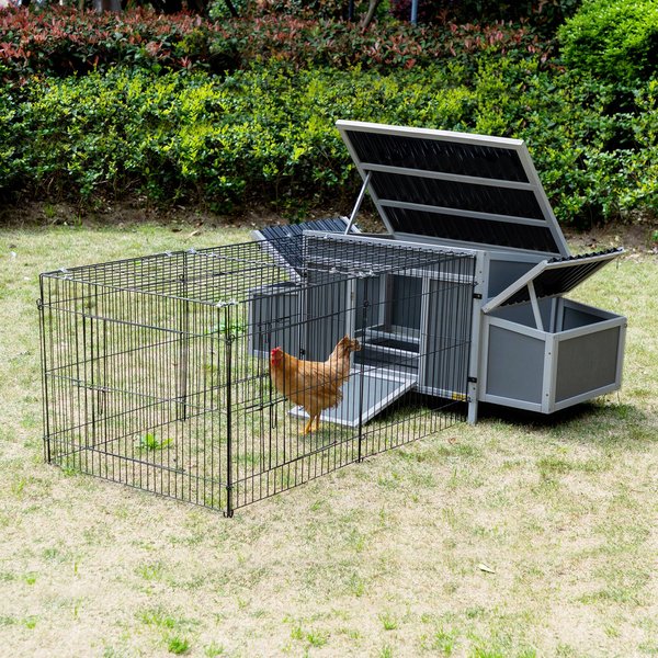 Coziwow Outdoor Wooden Chicken Coop Poultry Cage with Waterproof Roof, Gray