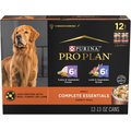 Purina Pro Plan Complete Essentials Variety Pack Adult High Protein Lamb & Vegetables, Turkey & Vegetables Slices in Gravy Wet Dog Food, 13-oz can, case of 12