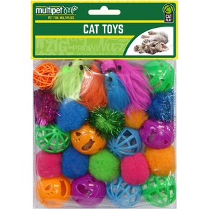 Multipet Value Pack Cat Toy, Assorted Colors, 24-pack