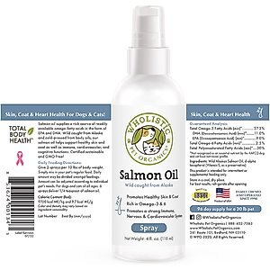 Wholistic Pet Organics Wild Salmon Oil Dog & Cat, 4-oz bottle