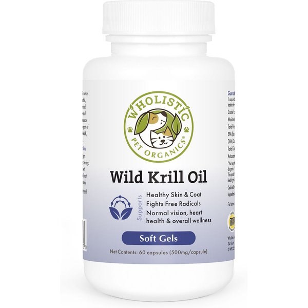 WHOLISTIC PET ORGANICS Krill Oil Capsules Dog & Cat Supplement, 60