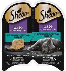 Sheba Perfect Portions Grain-Free Pate Signature Seafood Entree Adult Wet Cat Food Trays, 2.6-oz, case of 24 twin-packs