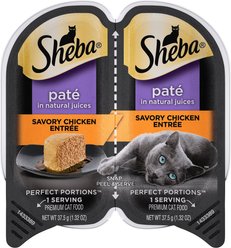 Sheba Perfect Portions Grain-Free Savory Chicken Entree Pate Adult Wet Cat Food Trays, 2.6-oz, case of 24 twin-packs