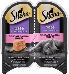 Sheba Perfect Portions Grain-Free Pate Delicate Salmon Entree Adult Wet Cat Food Trays, 2.6-oz, case of 24 twin-packs