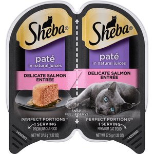 Sheba Perfect Portions Grain-Free Pate Delicate Salmon Entree Adult Wet Cat Food Trays, 2.6-oz, case of 24 twin-packs