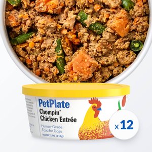 PetPlate Human Grade Chompin Chicken Entrée Dog Food, 12-oz cup, case of 12