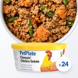 PetPlate Human Grade Chompin Chicken Entrée Dog Food, 12-oz cup, case of 24