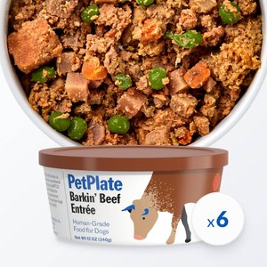 PetPlate Human Grade Barkin' Beef Entree Dog Food, 12-oz cup, case of 6