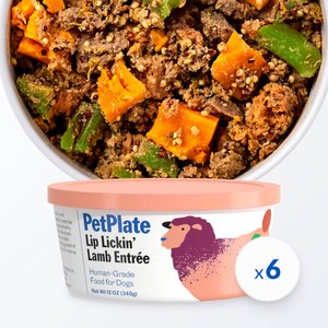 PetPlate Human Grade Lip Lickin' Lamb Entree Dog Food, 12-oz cup, case of 6