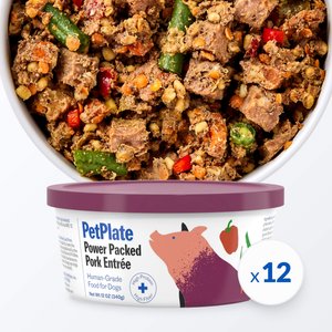 PetPlate Human Grade Care Free Coat Pork Entree Dog Food, 12-oz cup, case of 12