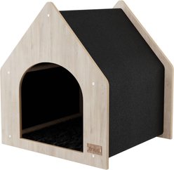 Noba Origin The Cottage Cat House, Black & Natural Wood