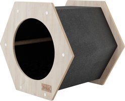 Noba Origin Hexagon Circle Entry Dog & Cat House, Grey & Natural Wood